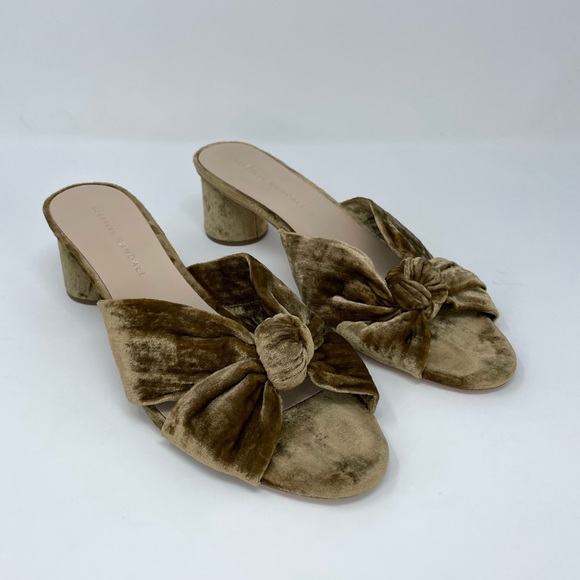 Loeffler Randall Celeste Velvet Mules Heels in Gold Bronze Brown, 8.5 - Picture 6 of 14